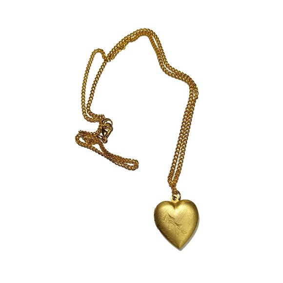 Antique Gold Plated Heart Photo Locket Necklace with Unique Design - Picture 7 of 11